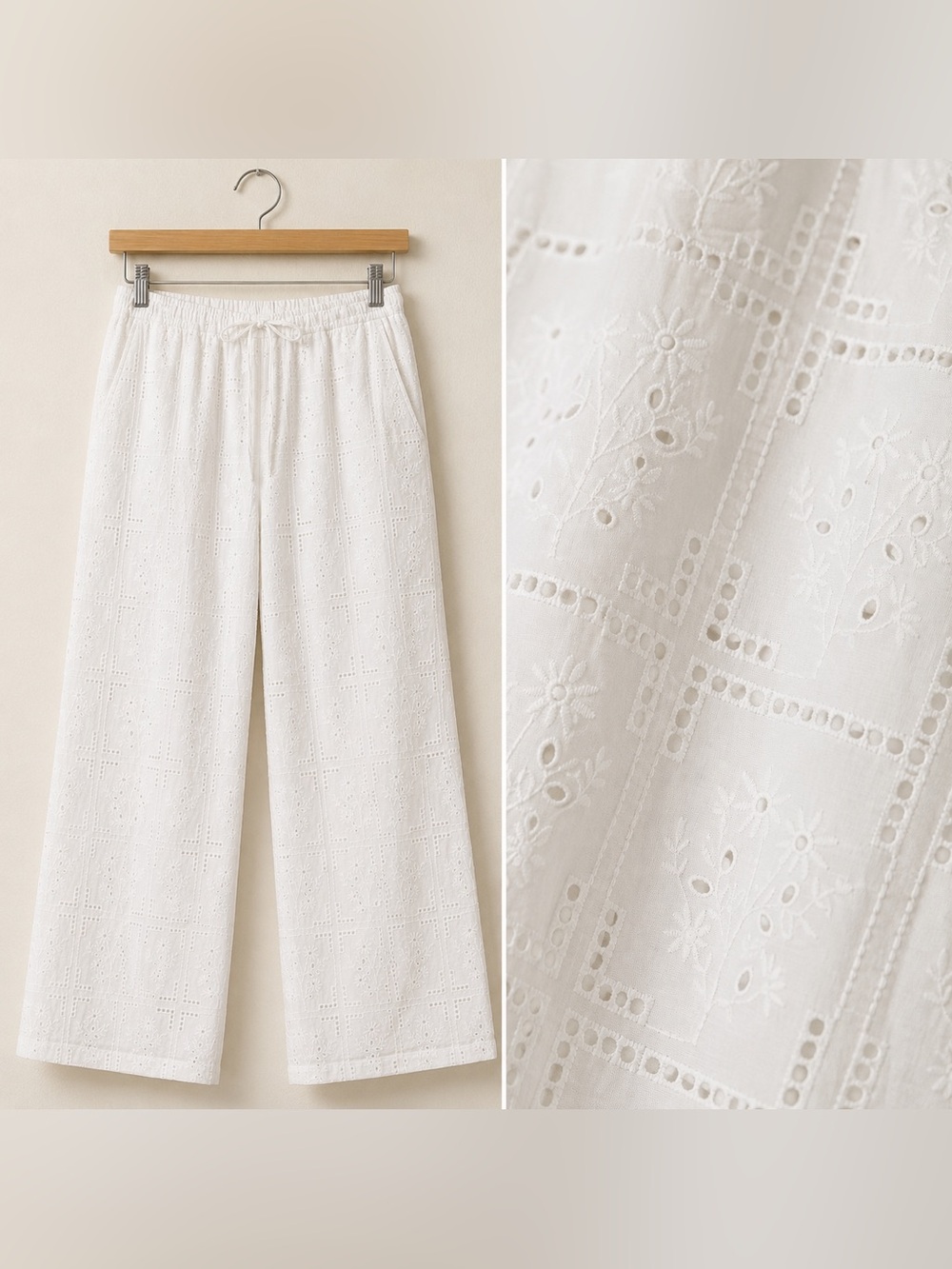Trovata Vera Handkerchief Eyelet White Cotton Pants Quiet Luxury Coastal Resort